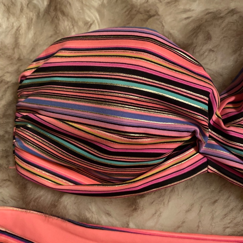 💙 Victoria's Secret Stripe Bandeau Bikini - 32C - Picture 5 of 6